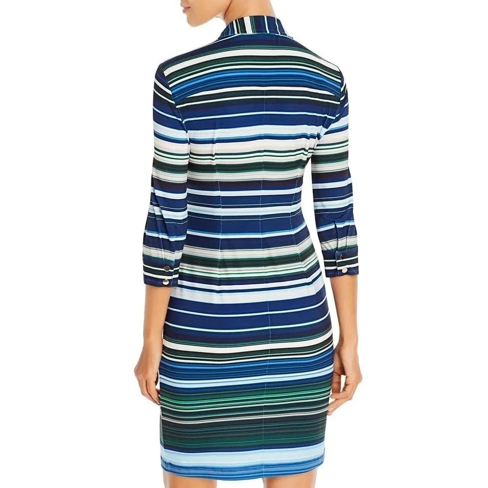 T Tahari Striped Shirt DressBlue Women's Size 8 New - Picture 2 of 12